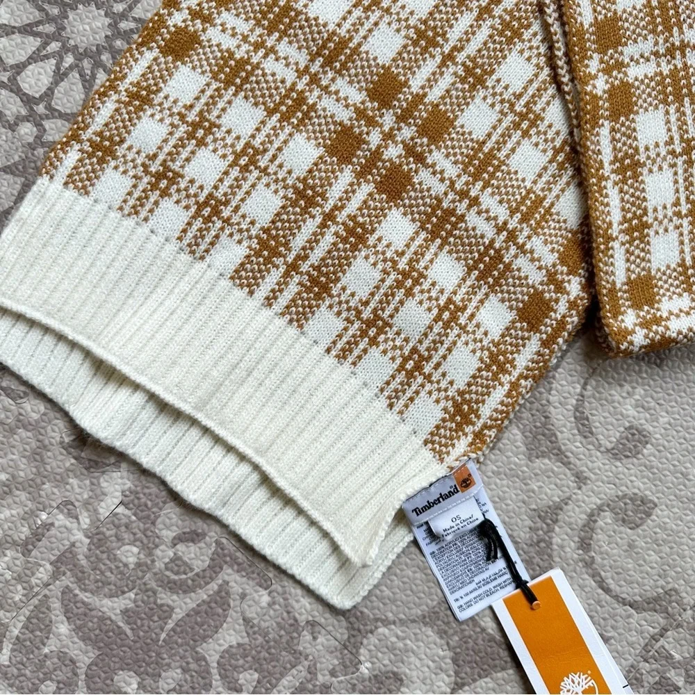 Timberland Scarf Buffalo Plaid beige whiter brown NEW‎ 10X68